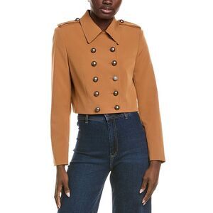 Kenneth Cole Camel Double-Breasted Military Cropped Blazer